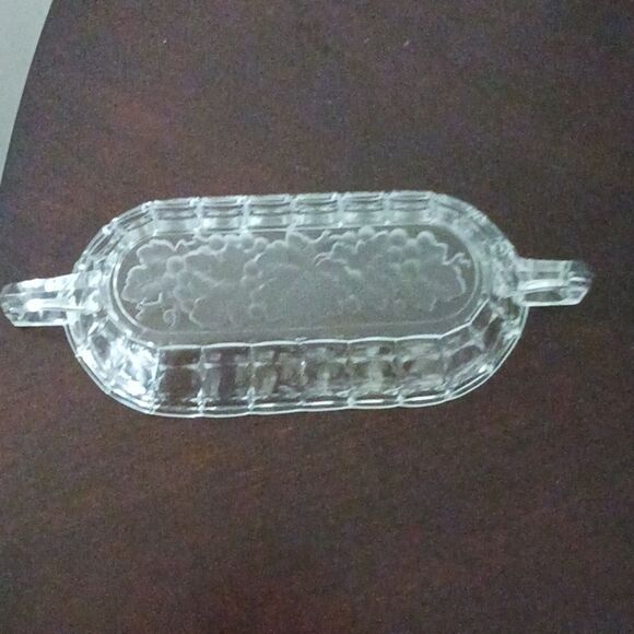 Oval glass dish with handle /jewerly dish /sauce dish - Picture 6 of 7